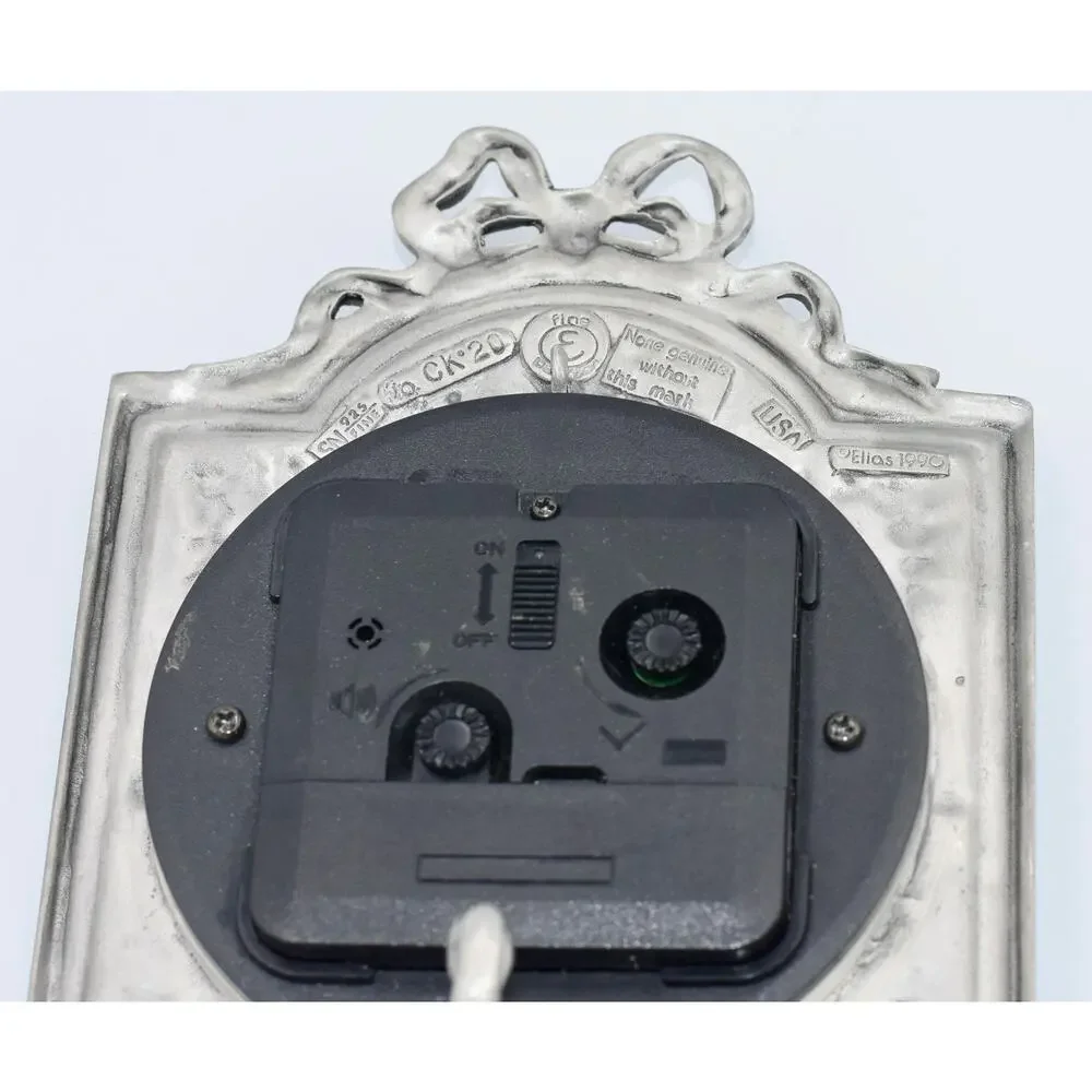 Elias-1990 Pewter 925 Fine Silver Art Nouveau Ornate Alarm Clock